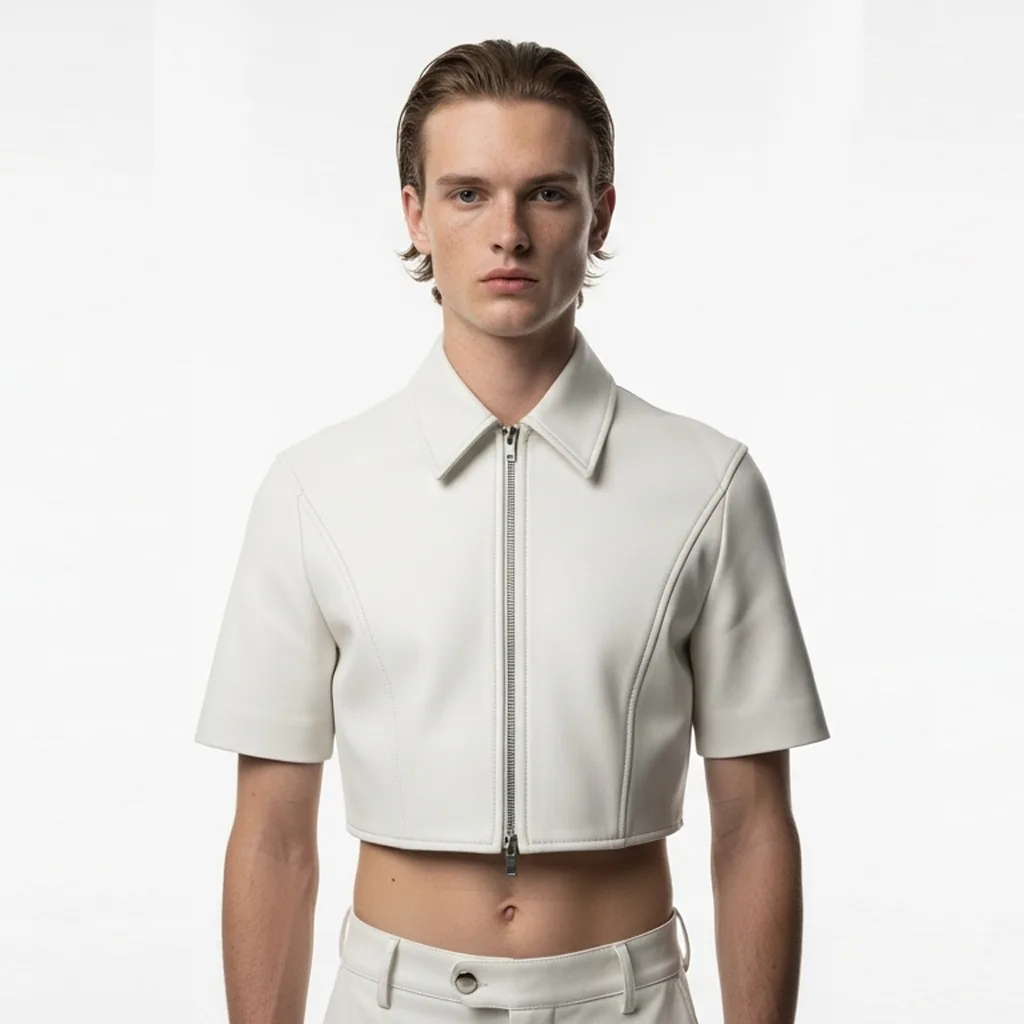ivory cropped zip shirt ivory rift front view