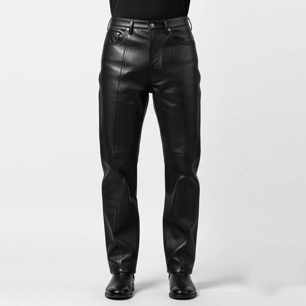 classic black leather trousers jetline classic leather trousers front view
