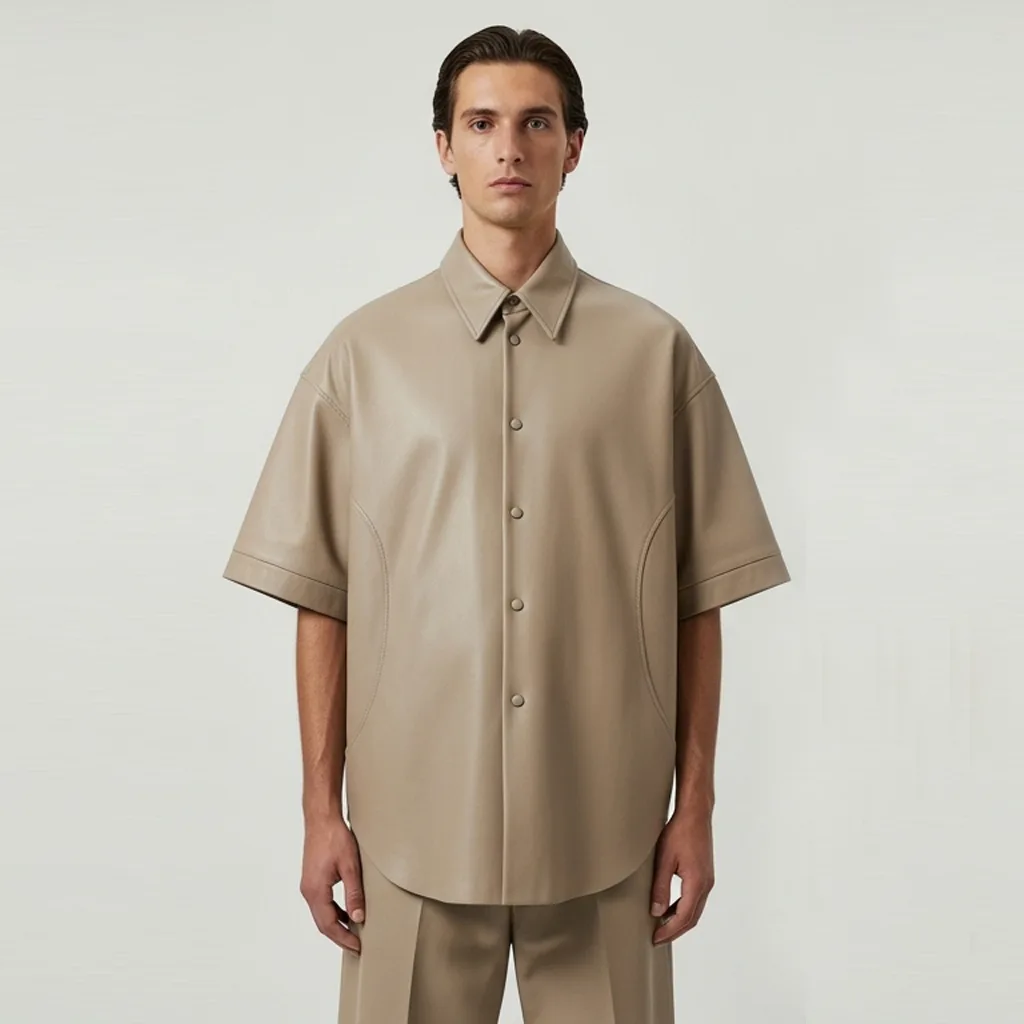 Custom Soft-Form Oversized Leather Shirt for Men