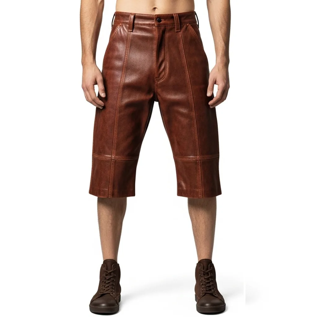 rust brown leather capris rust surge front view