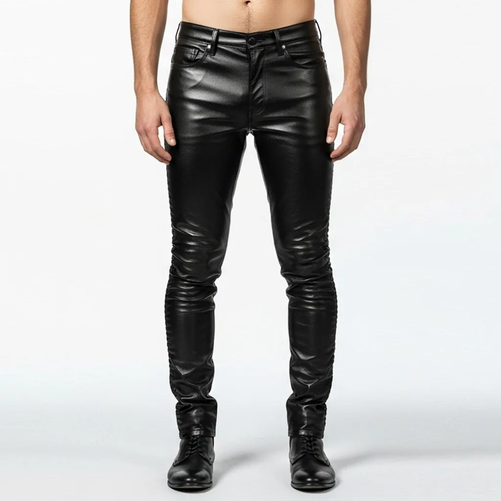 black ruched leather pants sable crave front view