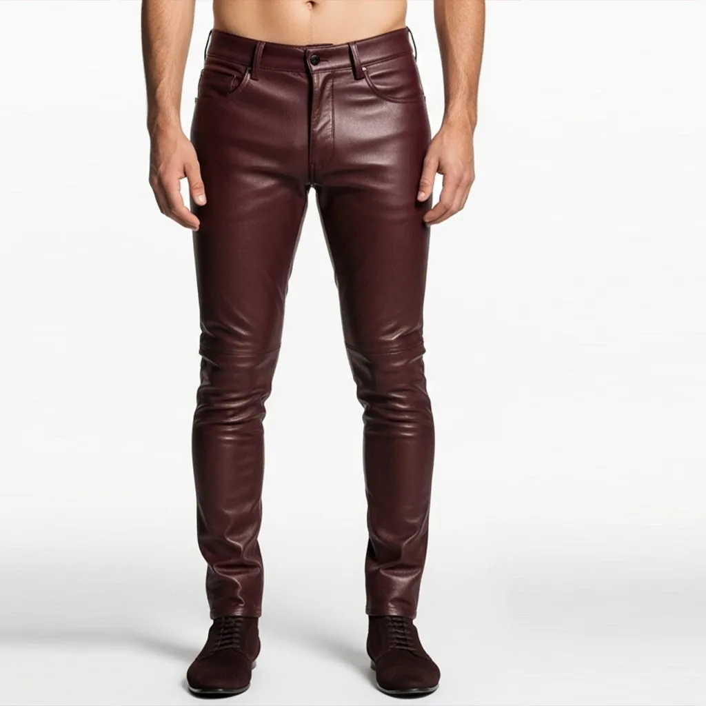 garnet slim-fit leather pants garnet stride front view