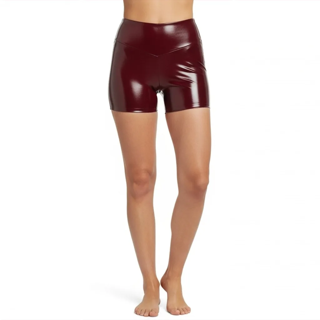 high shine black shorts velvet bolt front view