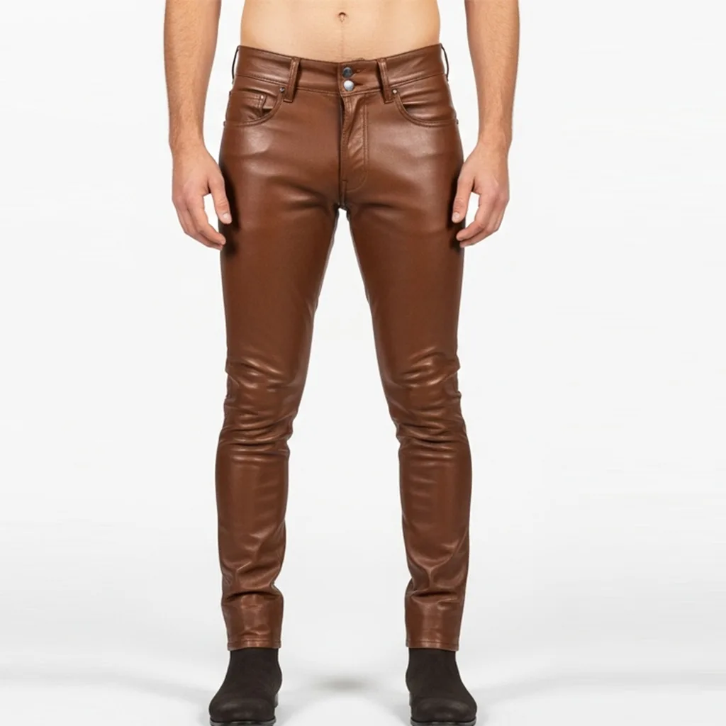 amber leather pants amber flux men's slim-fit leather pants front view